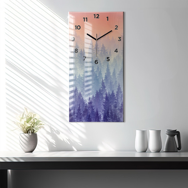 Orologio verticale in vetro Foresta nella nebbia