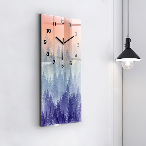 Orologio verticale in vetro Foresta nella nebbia