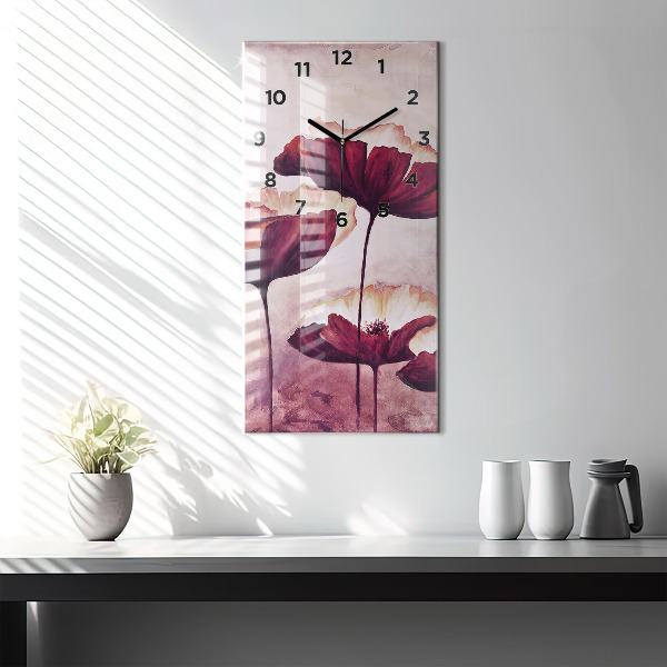 Orologio verticale in vetro Papaveri in fiore