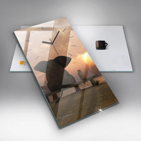 Orologio verticale Animali e tramonto