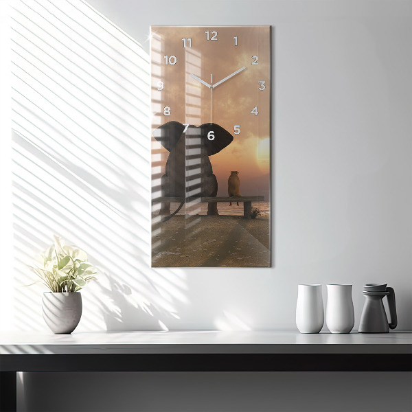 Orologio verticale Animali e tramonto