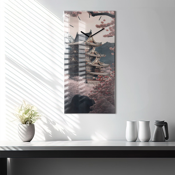 Orologio verticale in vetro Torre e fiori in Asia