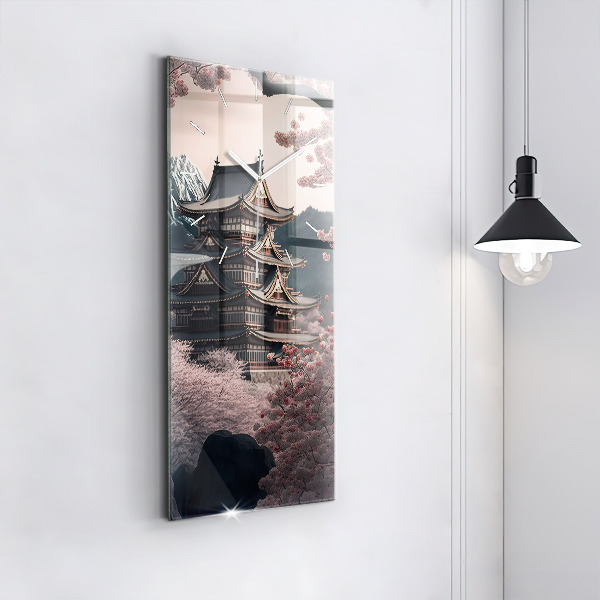 Orologio verticale in vetro Torre e fiori in Asia