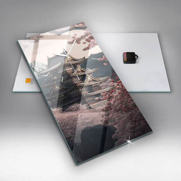 Orologio verticale in vetro Torre e fiori in Asia