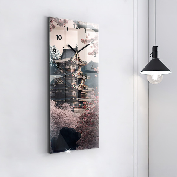Orologio verticale in vetro Torre e fiori in Asia