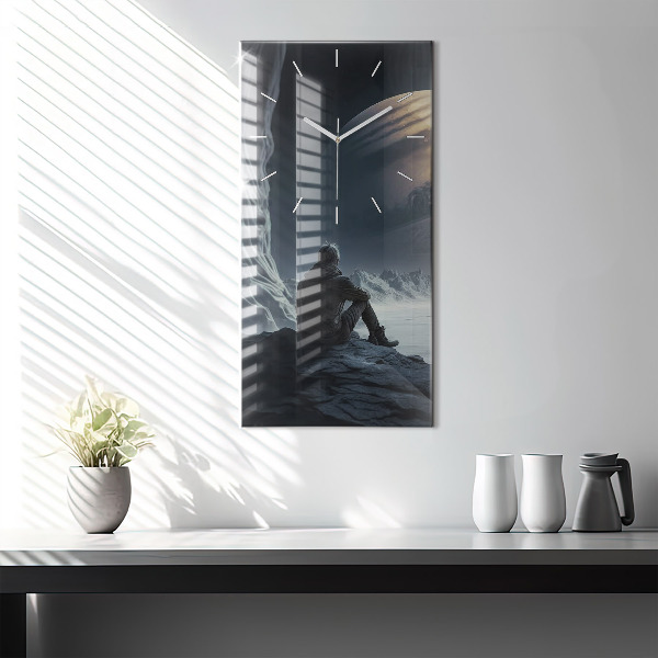 Orologio verticale Uomo davanti alla luna