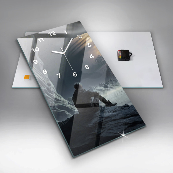 Orologio verticale Uomo davanti alla luna