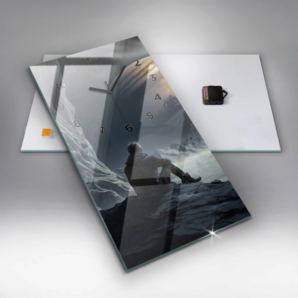 Orologio verticale Uomo davanti alla luna