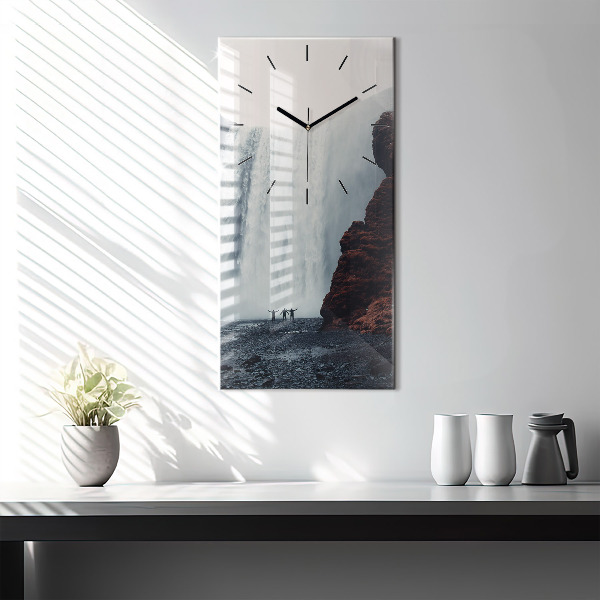 Orologio verticale in vetro Paesaggio della cascata Islanda