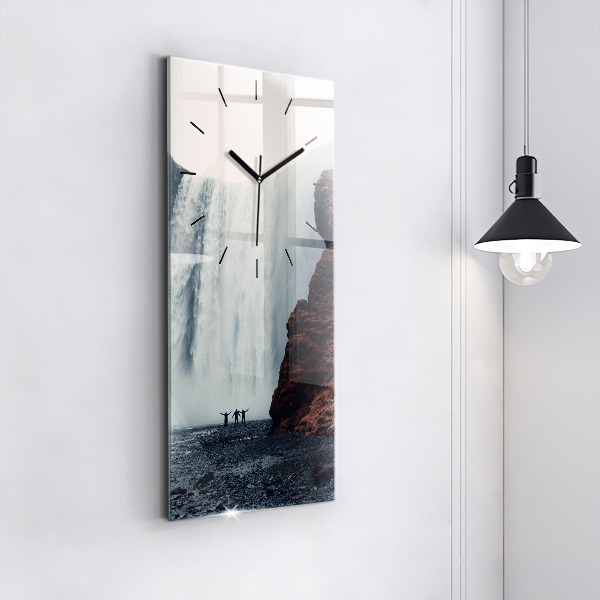 Orologio verticale in vetro Paesaggio della cascata Islanda