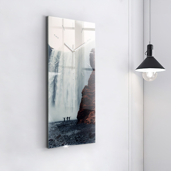 Orologio verticale in vetro Paesaggio della cascata Islanda