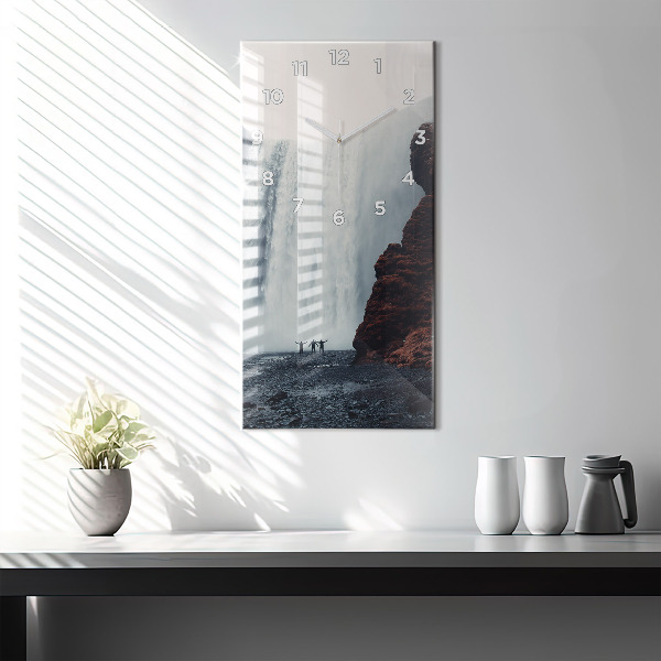 Orologio verticale in vetro Paesaggio della cascata Islanda