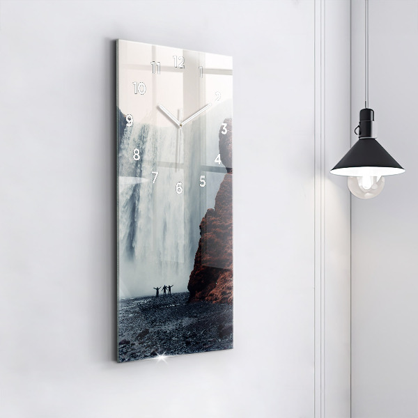 Orologio verticale in vetro Paesaggio della cascata Islanda