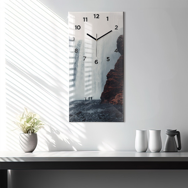 Orologio verticale in vetro Paesaggio della cascata Islanda