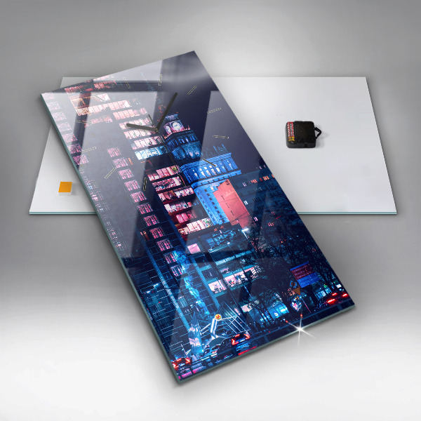 Orologio verticale in vetro Varsavia di notte