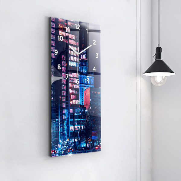 Orologio verticale in vetro Varsavia di notte