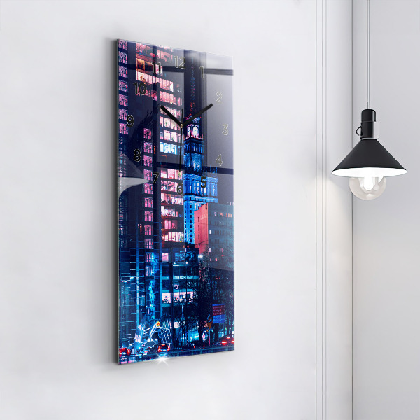 Orologio verticale in vetro Varsavia di notte