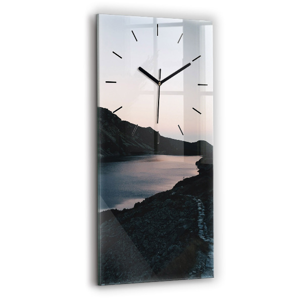 Orologio verticale in vetro Lago e montagne