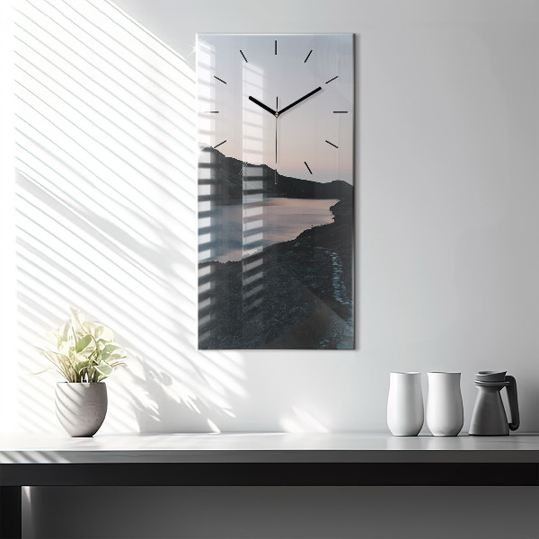 Orologio verticale in vetro Lago e montagne