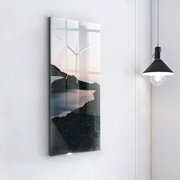 Orologio verticale in vetro Lago e montagne