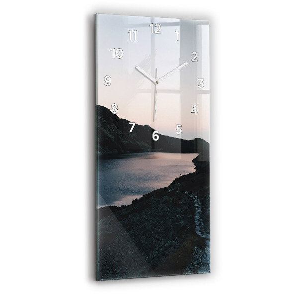 Orologio verticale in vetro Lago e montagne
