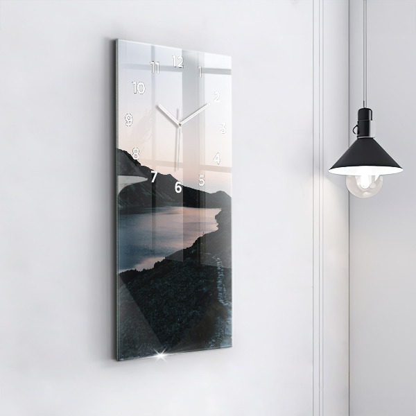 Orologio verticale in vetro Lago e montagne