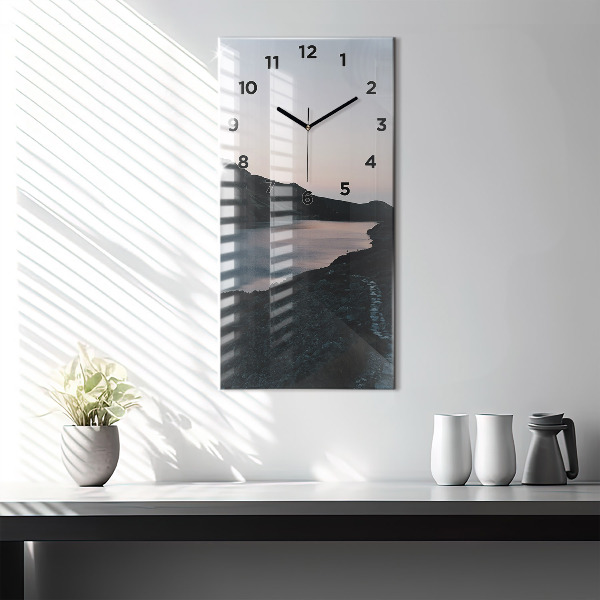 Orologio verticale in vetro Lago e montagne