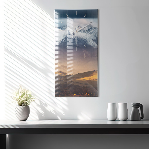 Orologio verticale in vetro Paesaggio invernale dei Monti Tatra