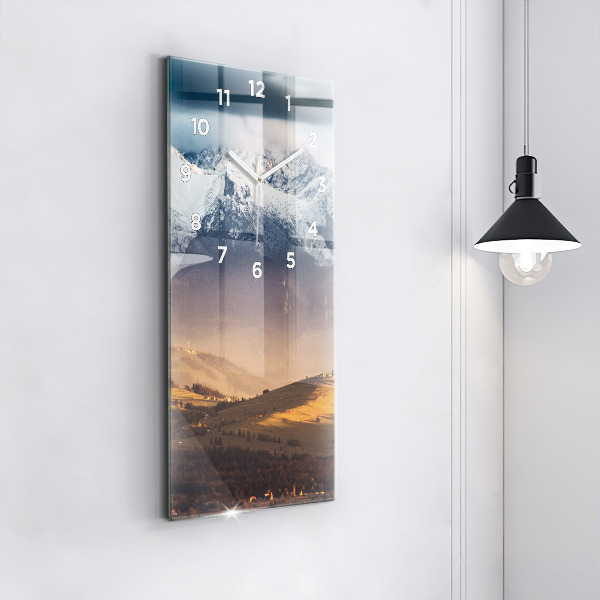 Orologio verticale in vetro Paesaggio invernale dei Monti Tatra
