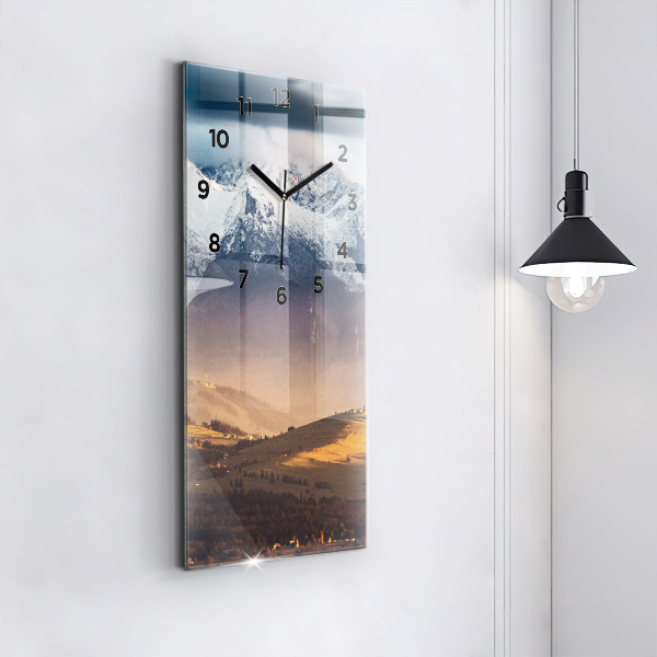 Orologio verticale in vetro Paesaggio invernale dei Monti Tatra