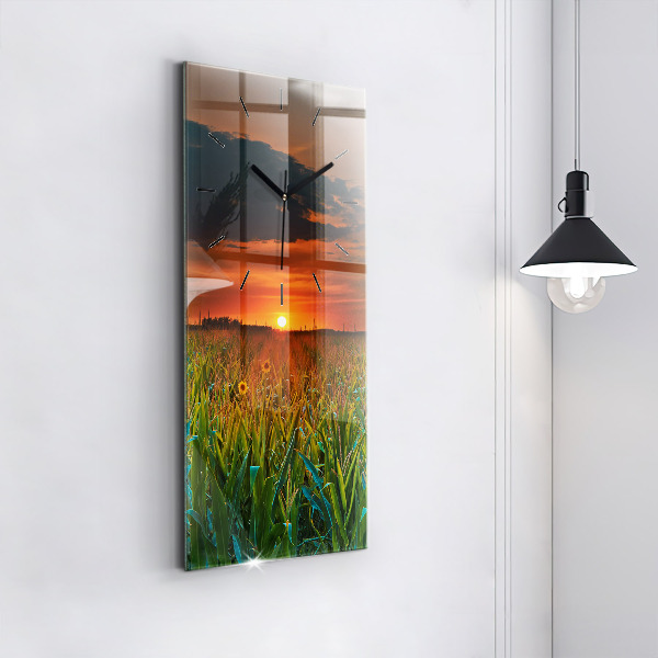 Orologio verticale in vetro Girasoli nel prato