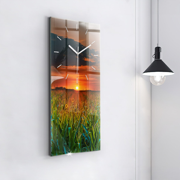 Orologio verticale in vetro Girasoli nel prato