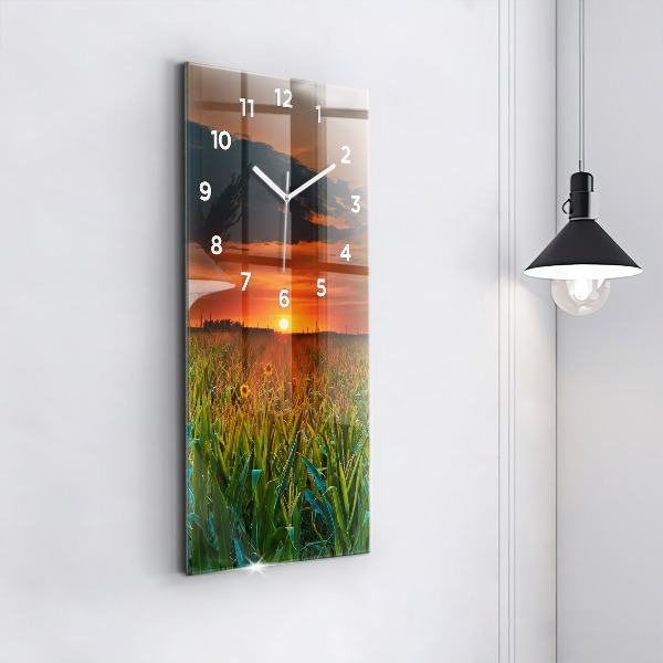 Orologio verticale in vetro Girasoli nel prato