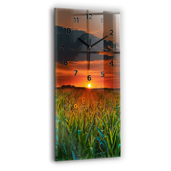 Orologio verticale in vetro Girasoli nel prato