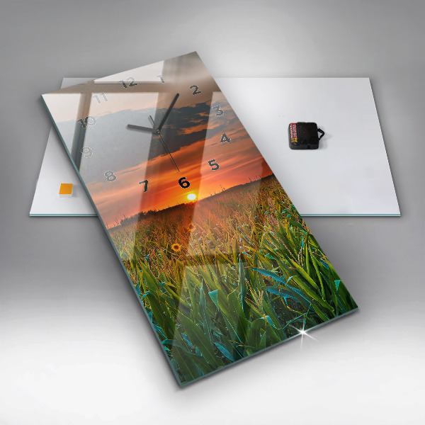 Orologio verticale in vetro Girasoli nel prato