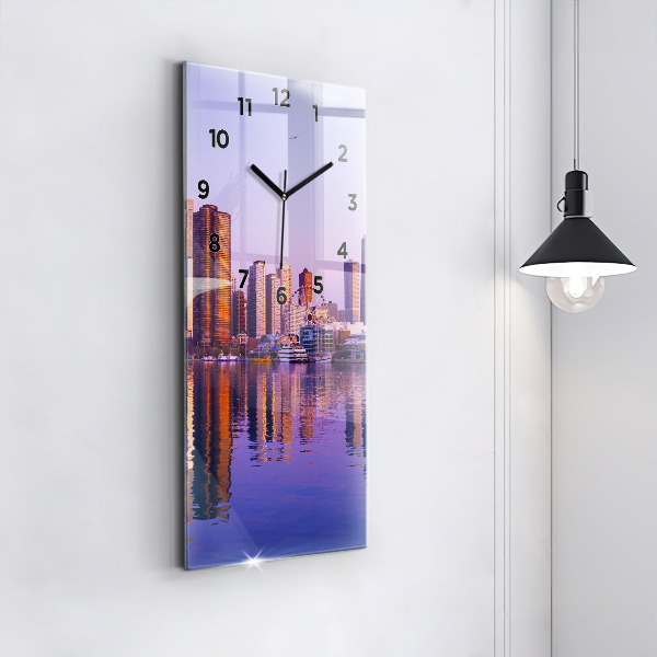 Orologio verticale in vetro Vista dei grattacieli degli USA