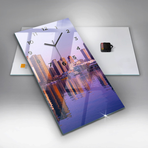 Orologio verticale in vetro Vista dei grattacieli degli USA
