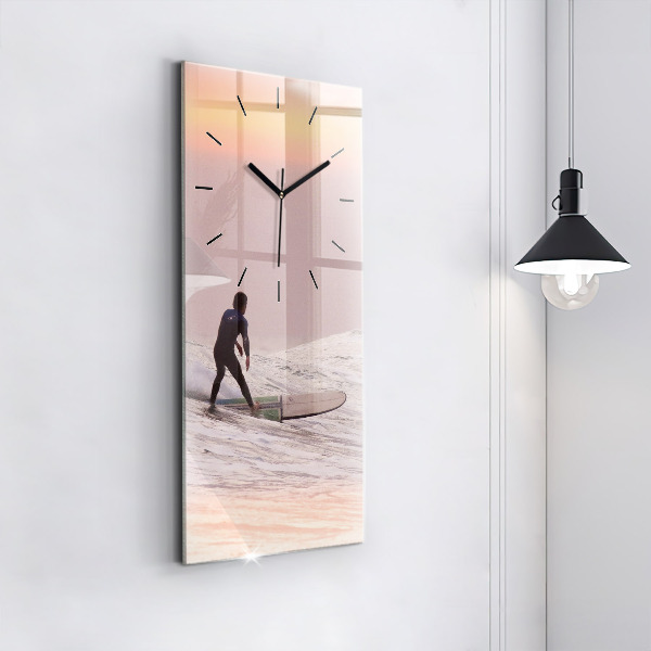 Orologio verticale in vetro Surfista alle Hawaii