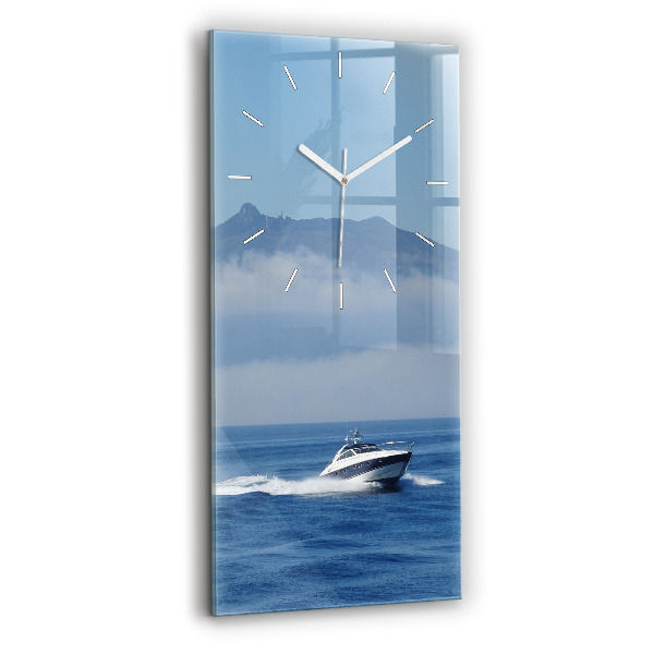 Orologio verticale in vetro Una barca che galleggia sull'oceano