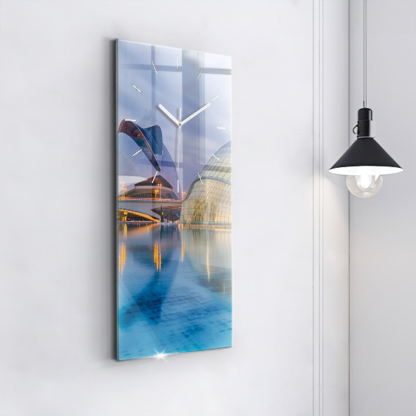 Orologio verticale in vetro Tramonto in città