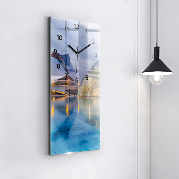 Orologio verticale in vetro Tramonto in città