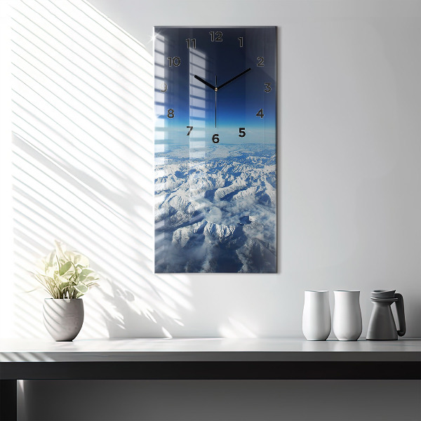 Orologio verticale in vetro Paesaggio delle montagne del fiume