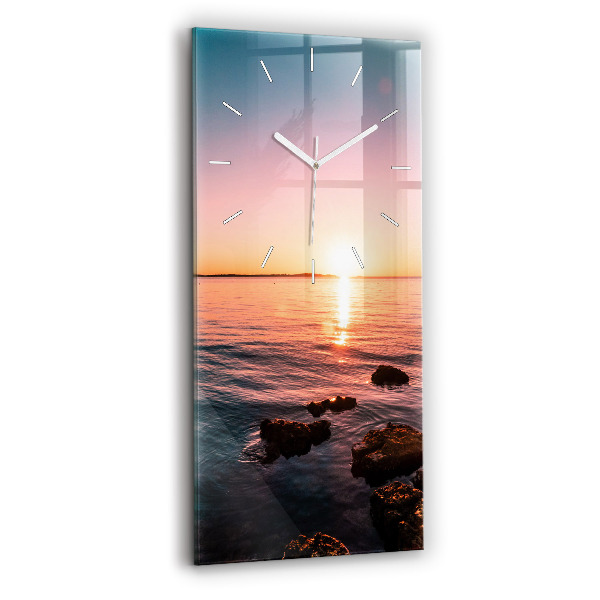 Orologio verticale in vetro Rocce al tramonto