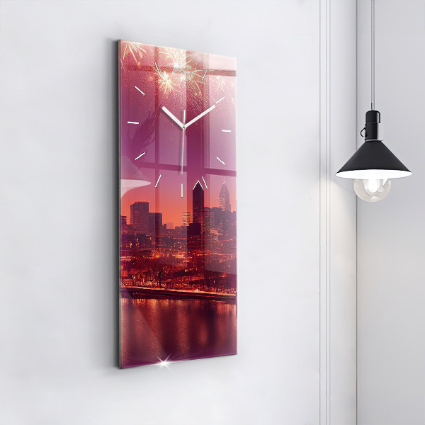 Orologio verticale in vetro La città di Filadelfia di notte