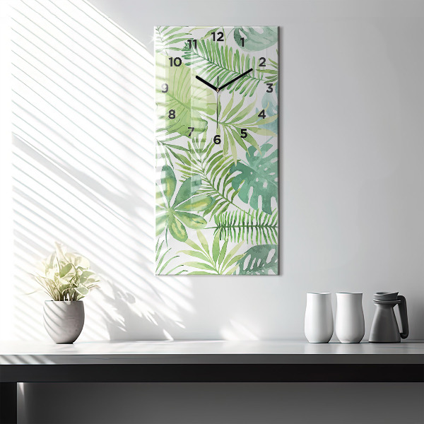 Orologio verticale Foglie verdi