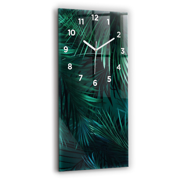 Orologio verticale in vetro Foglie tropicali