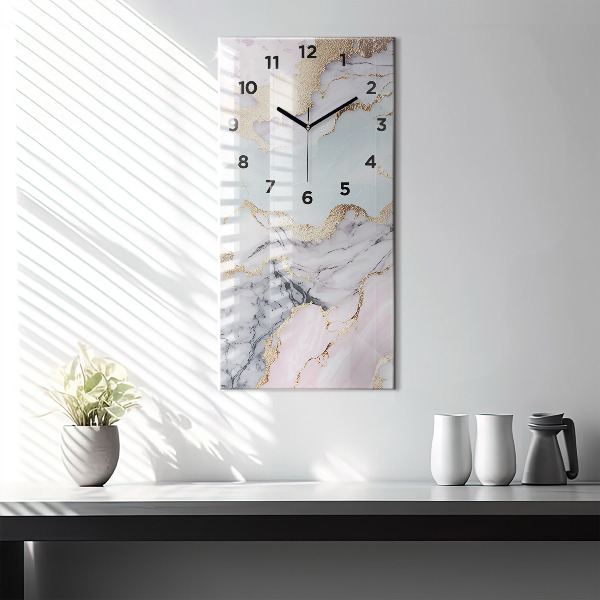 Orologio verticale in vetro Marmo pastello