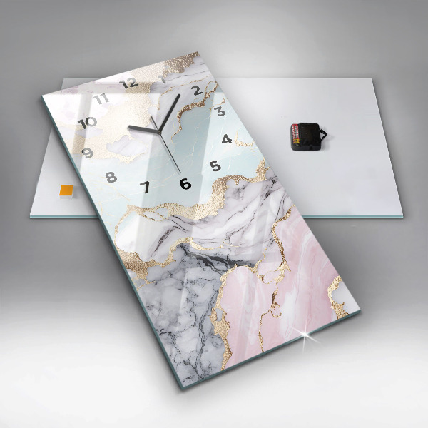 Orologio verticale in vetro Marmo pastello