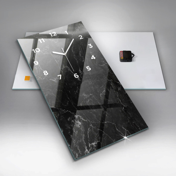 Orologio verticale in vetro Marmo nero