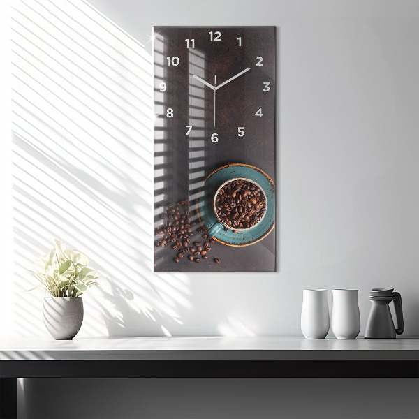 Orologio verticale in vetro Una tazza di caffè